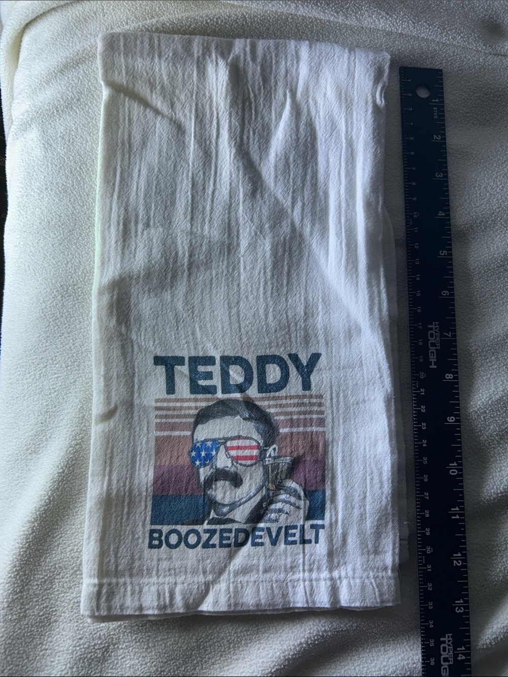 “Teddy Boozedvelt” teddy Roosevelt novelty kitchen towel